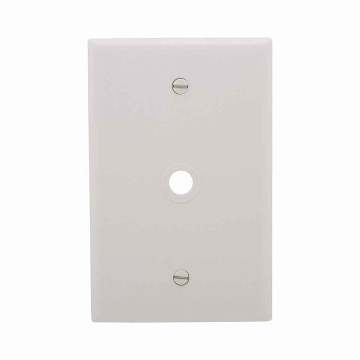 Eaton 2028W-BOX Telephone and coaxial wallplate, White, 0.37" Hole Cutout, Thermoset, Single- gang, Mid-size, ED Box