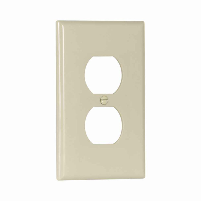 Eaton 2032V Duplex receptacle wallplate, Ivory, Duplex receptacle Cutout, Thermoset, Single- gang, Mid-size