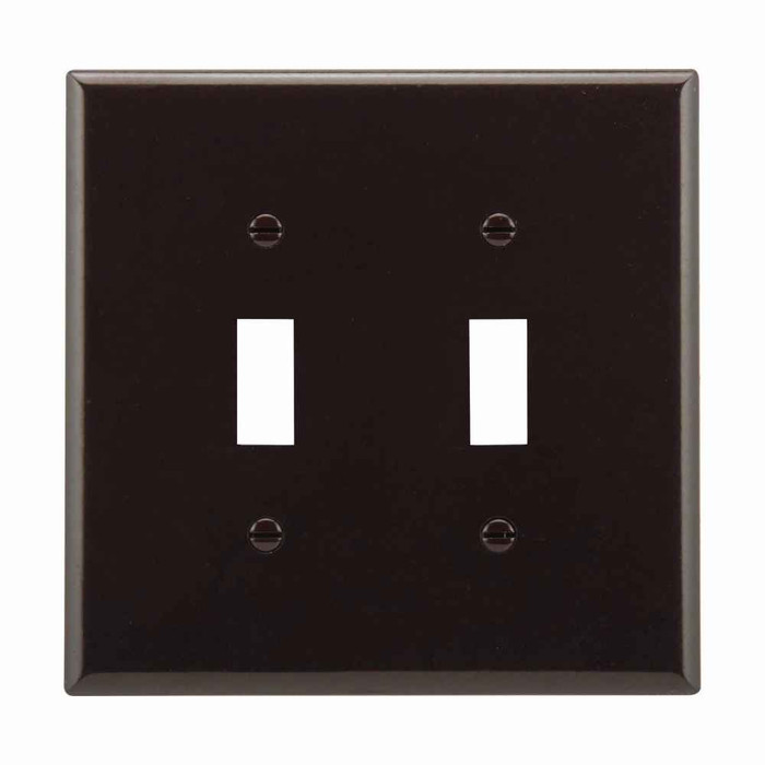 Eaton 2039B-BOX Toggle wallplate, Brown, Toggle Cutout, Thermoset, Two- gang, Mid-size, ED Box