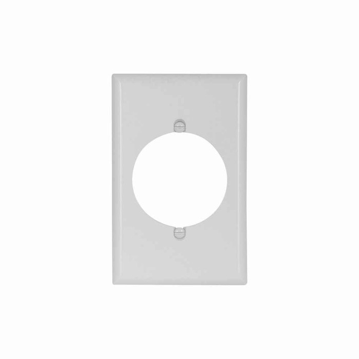 Eaton 2068W-BOX Power outlet and locking wallplate, White, 2.15" Hole Cutout, Thermoset, Single- gang, Mid-size, ED Box