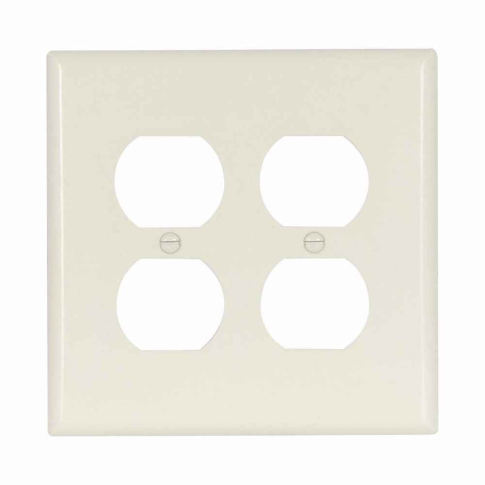 Eaton 2050LA Duplex receptacle wallplate, Lt. Almond, Duplex receptacle Cutout, Thermoset, Two- gang, Mid-size