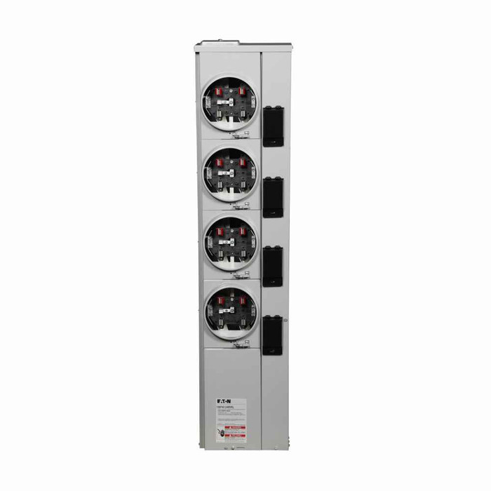 Eaton 1MP4124RRL meter pack, Socket amperage: 125A, Amperage rating: 125A, Aluminum, Bus rating: 400A, No bypass, Indoor/outdoor, Up to 100 KAIC, 4 Sockets, Five-jaw, Single-phase in/single-phase out, Ringless, 120/240 Vac