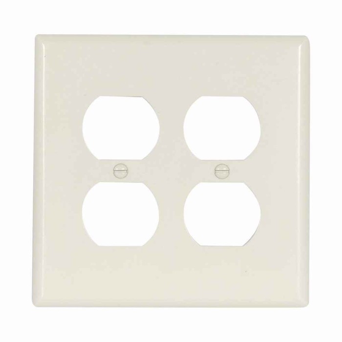 Eaton 2050A Duplex receptacle wallplate, Almond, Duplex receptacle Cutout, Thermoset, Two- gang, Mid-size