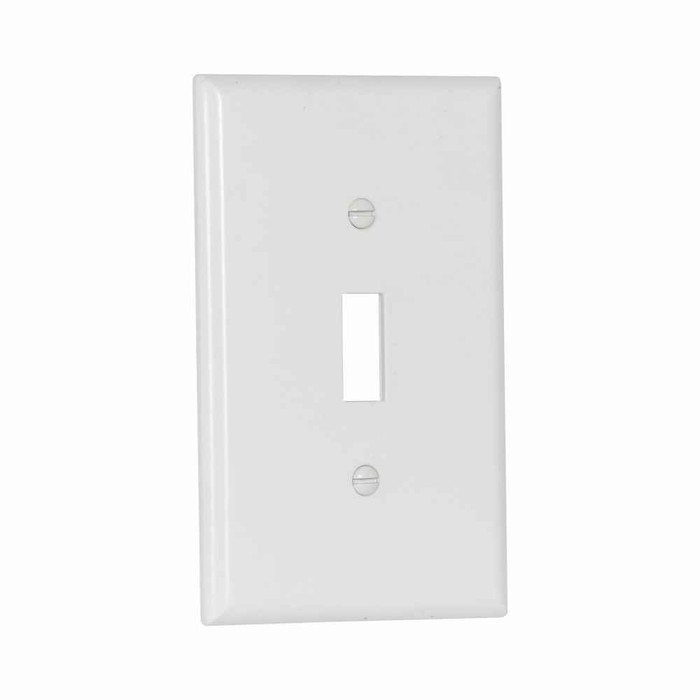 Eaton 2034W Toggle wallplate, White, Toggle Cutout, Thermoset, Single- gang, Mid-size