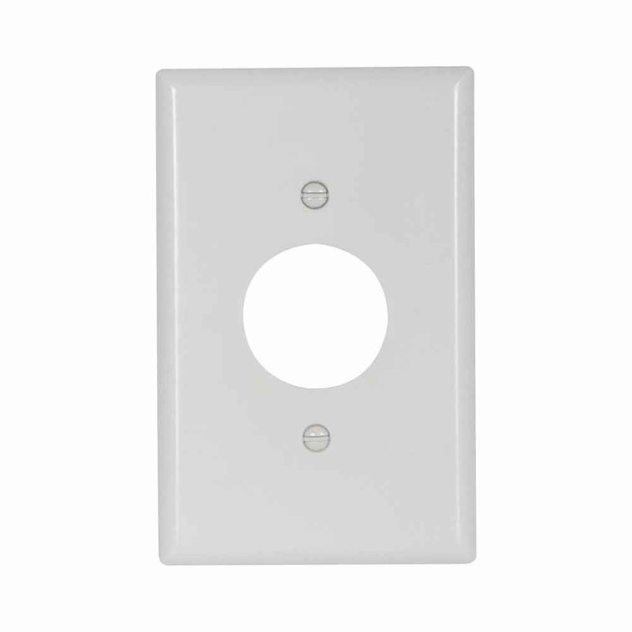 Eaton 2031W-BOX Single receptacle wallplate, White, 1.406" Hole Cutout, Thermoset, Single- gang, Mid-size, ED Box