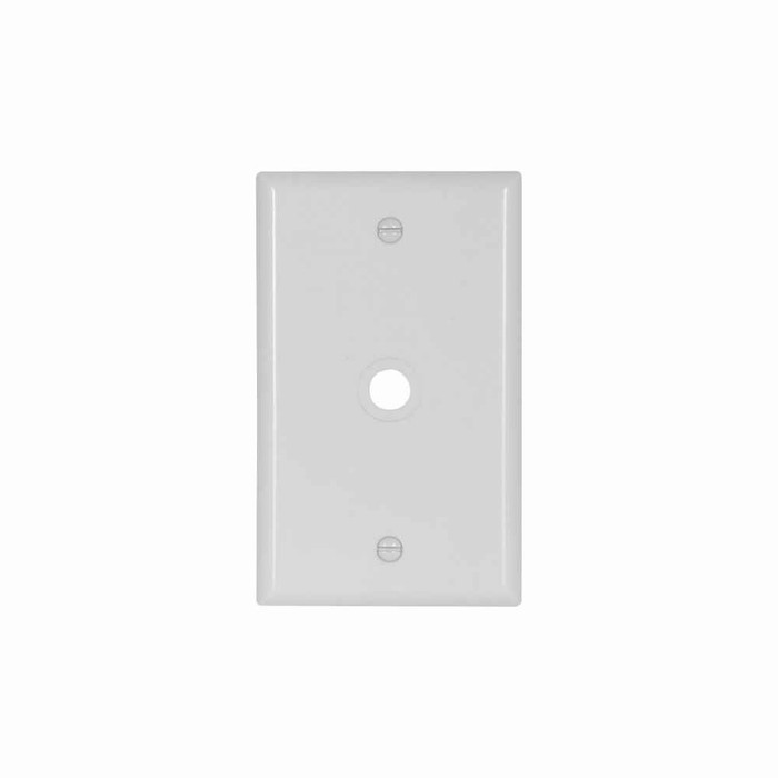 Eaton 2128W-BOX Telephone and coaxial wallplate, White, 0.375" Hole Cutout, Thermoset, Single- gang, Standard, ED Box