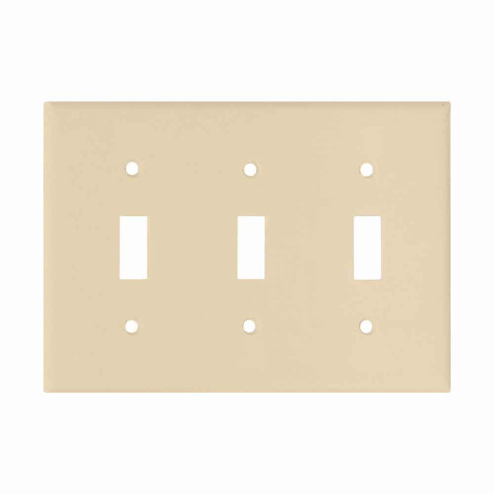 Eaton 2141V-BOX Toggle wallplate, Ivory, Toggle Cutout, Thermoset, Three- gang, Standard, ED Box