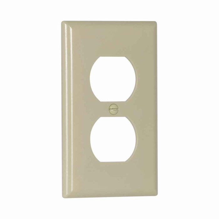 Eaton 2132V Duplex receptacle wallplate, Ivory, Duplex receptacle Cutout, Thermoset, Single- gang, Standard