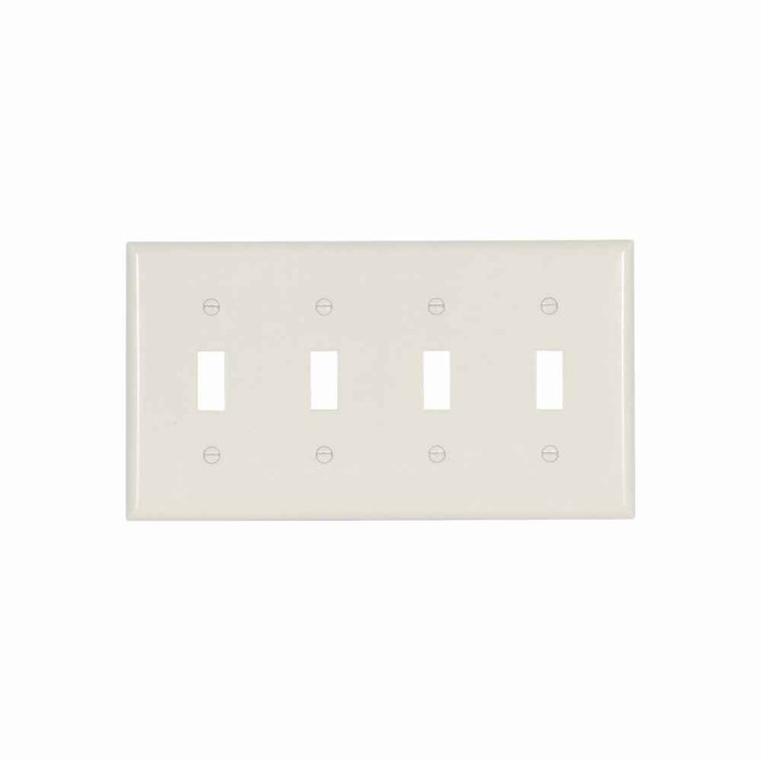 Eaton 2154LA-BOX Toggle wallplate, Lt. Almond, Toggle Cutout, Thermoset, Four- gang, Standard, ED Box
