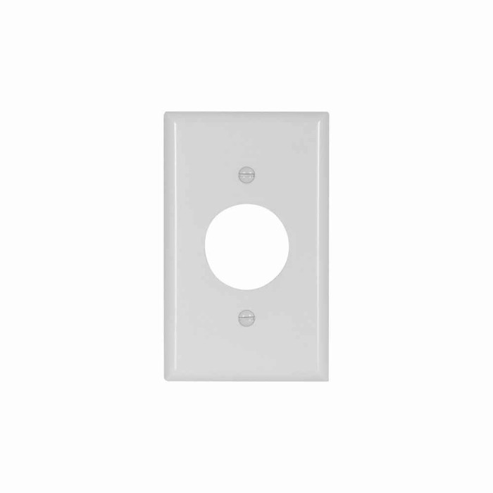 Eaton 2131W-BOX Single receptacle wallplate, White, 1.406" Hole Cutout, Thermoset, Single- gang, Standard, ED Box