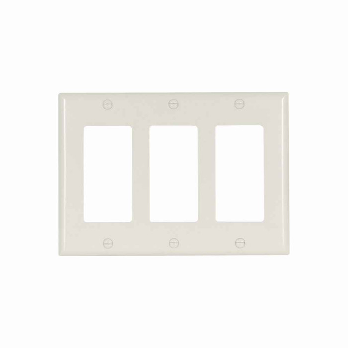 Eaton 2163LA-BOX Decorator / GFCI wallplate, Lt. Almond, Decorator Cutout, Thermoset, Three- gang, Standard, ED Box