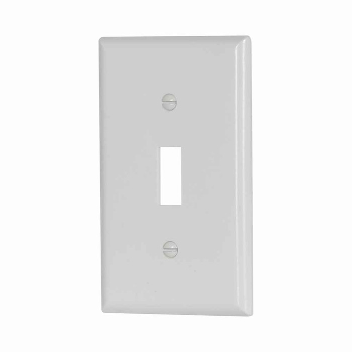 Eaton 2134W Toggle wallplate, White, Toggle Cutout, Thermoset, Single- gang, Standard