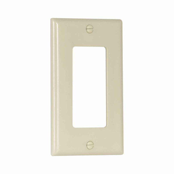 Eaton 2151V Decorator / GFCI wallplate, Ivory, Decorator Cutout, Thermoset, Single- gang, Standard