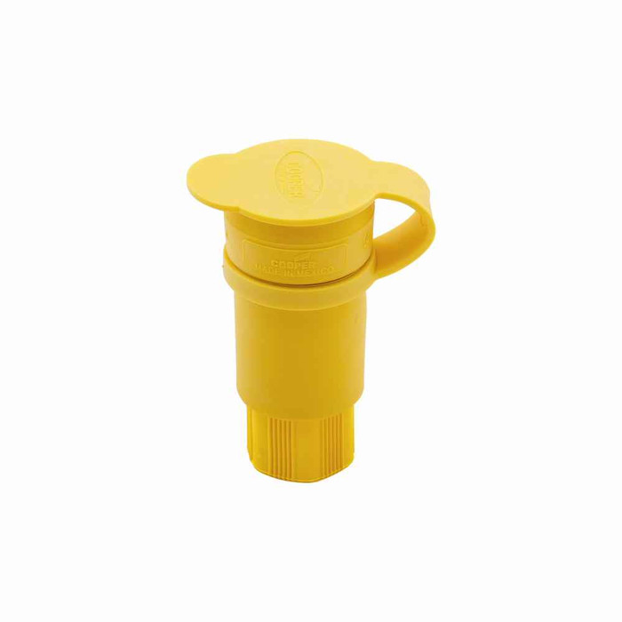Eaton 25W34BK Arrow Hart watertight locking connector, #18-10 AWG, 15A, Industrial, 277V, Back wiring, Black, Watertight, L7-15, Two-pole, Three-wire, grounding, Santoprene thermoplastic elastomeric, 0.3 to 0.65 in