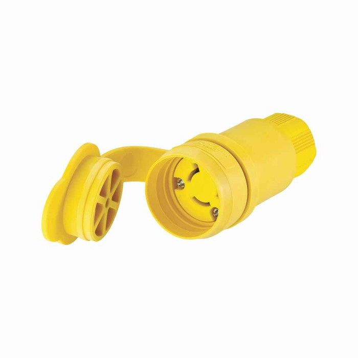 Eaton 25W49 Arrow Hart watertight locking connector, #18-10 AWG, 15A, Industrial, 250V, Back wiring, Yellow, Watertight, L6-15, Two-pole, Three-wire, grounding, Santoprene thermoplastic elastomeric, 0.3 to 0.65 in