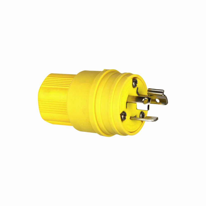 Eaton 24W49 Arrow Hart watertight locking plug, #18-10 AWG, 15A, Industrial, 250V, Back wiring, Yellow, Watertight, L6-15, Two-pole, Three-wire, grounding, Santoprene thermoplastic elastomeric, 0.3 to 0.65 in