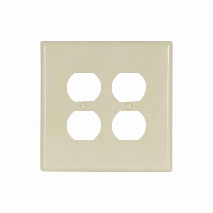 Eaton 2750V-BOX Duplex receptacle wallplate, Ivory, Duplex receptacle Cutout, Thermoset, Two- gang, Oversize, ED Box
