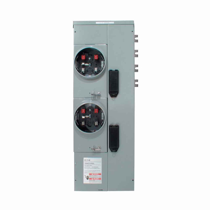 Eaton 3MM220RRLC 3MM residential meter stack, Multiple metering, 200A, Cu, Bus:800A, Horn by, Outdoor, Depends on selected MCB, -jaw, Sockets:2, 3-ph in, 1-ph out, A-B, CCV2_X, CCVH2_X, CVS2_XMM, CV2_XMM, CVH2_XMM, Ringless, Socket:200A, 120/208Vac