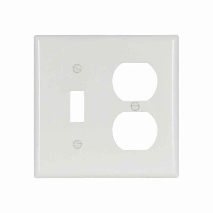 Eaton 4138V-BOX Combination wallplate, 10% Deeper than standard size, Ivory, Toggle, Duplex receptacle Cutout, Thermoset, Two- gang, Standard, ED Box