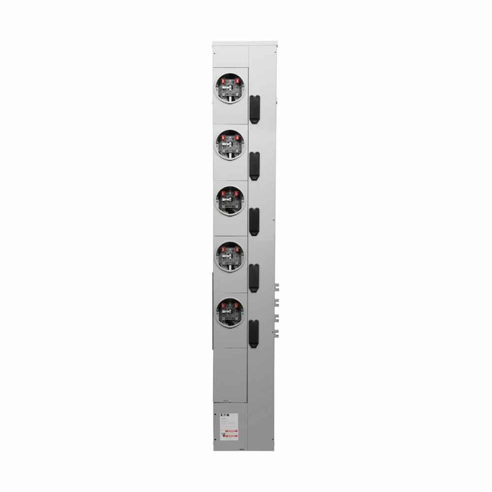 Eaton 3MM520RC 3MM residential meter stack, Multiple metering, 200A, Cu, Bus:800A, No bypass, Outdoor, Depends on selected MCB, Five-jaw, Sockets:5, 3-phase in, 1-phase out, CCV2_X, CCVH2_X, CVS2_XMM, CV2_XMM, CVH2_XMM, Ring, Socket:200A, 120/208Vac