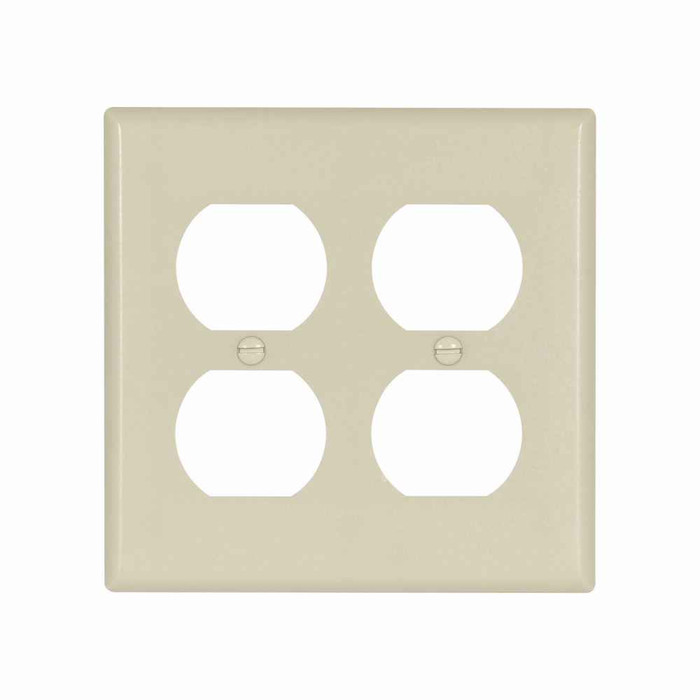 Eaton 4150V-BOX Duplex receptacle wallplate, 10% Deeper than standard size, Ivory, Toggle Cutout, Thermoset, Two- gang, Standard, ED Box