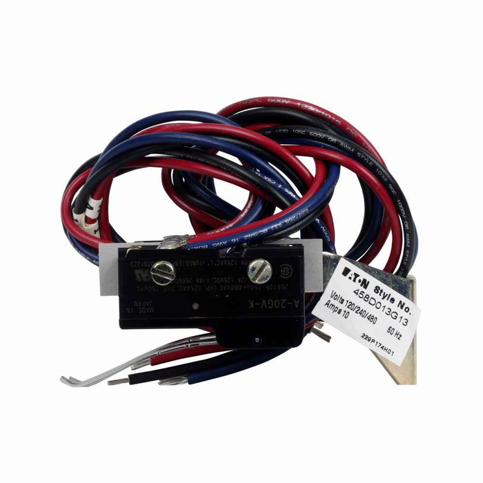 Eaton 458D013G06 molded case circuit breakers electrical aftermarket accessory auxiliary switch kit, Auxiliary switch attachment kits for field mounting, G06, 10 A, 480 V, MA, HMA Breakers, Frame J-K, 2A-2B