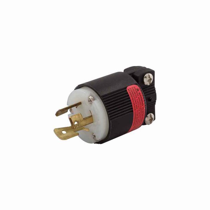 Eaton 4767 safety grip locking plug, #14-10 AWG, 10A, 15A, Industrial, 125/250V, Back wiring, Black, white, Brass, Safety grip, Non-NEMA, Three-pole, Three-wire, Glass-filled nylon, 0.33 to 0.66 in