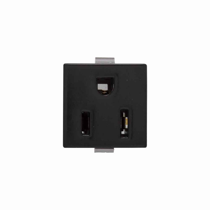 Eaton 49-4BK-BU panel mount/snap-in single receptacle, #14-12 AWG, 15A, Commercial, Snap-in, Panel, 125V, Quick Connect, Black, Brass, Thermoset face and Polypropylene base, 5-15R, Single, Quick connect, Thermoplastic, Bulk