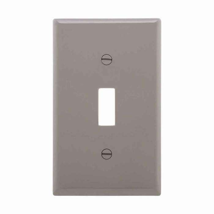 Eaton 5134GY-BOX Toggle wallplate, Gray, Toggle Cutout, Nylon, Single- gang, Standard, ED Box