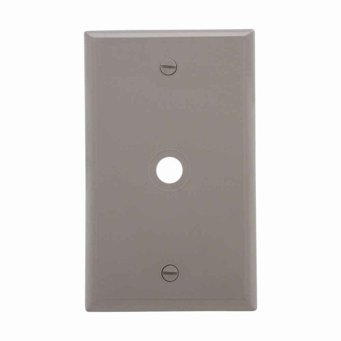 Eaton 5128GY-BOX Telephone and coaxial wallplate, Gray, 0.375" Hole Cutout, Nylon, Single- gang, Standard, ED Box