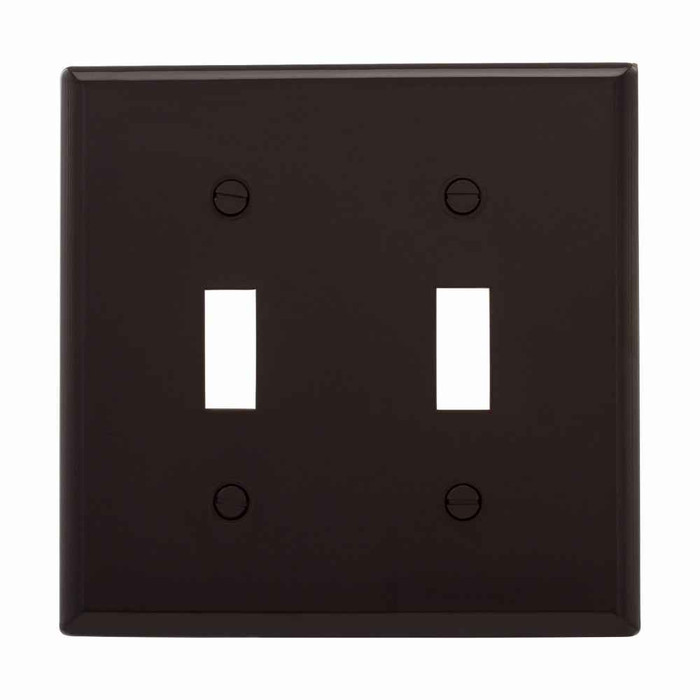 Eaton 5139B-BOX Toggle wallplate, Brown, Toggle Cutout, Nylon, Two- gang, Standard, ED Box