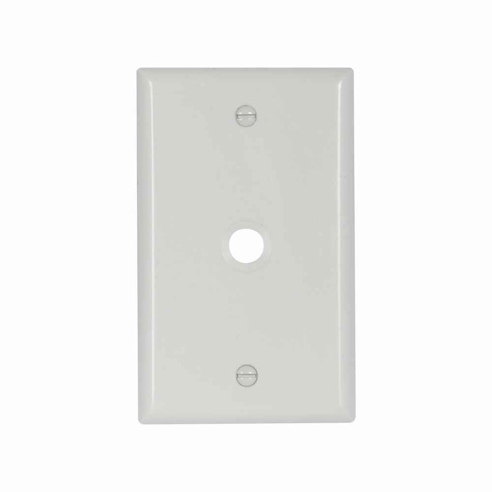 Eaton 5128W-BOX Telephone and coaxial wallplate, White, 0.375" Hole Cutout, Nylon, Single- gang, Standard, ED Box