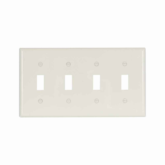 Eaton 5154LA Toggle wallplate, Lt. Almond, Toggle Cutout, Nylon, Four- gang, Standard