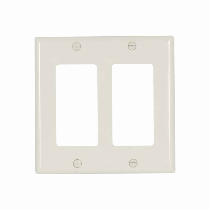 Eaton 5152A Decorator / GFCI wallplate, Almond, Decorator Cutout, Nylon, Two- gang, Standard