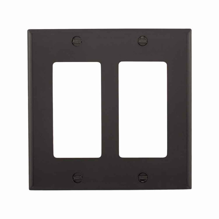 Eaton 5152BK Decorator / GFCI wallplate, Black, Decorator Cutout, Nylon, Two- gang, Standard