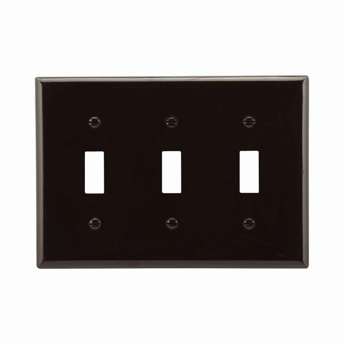 Eaton 5141B-BOX Standard Size Toggle Switch Wallplate, Brown, Toggle, Nylon, 3, Standard