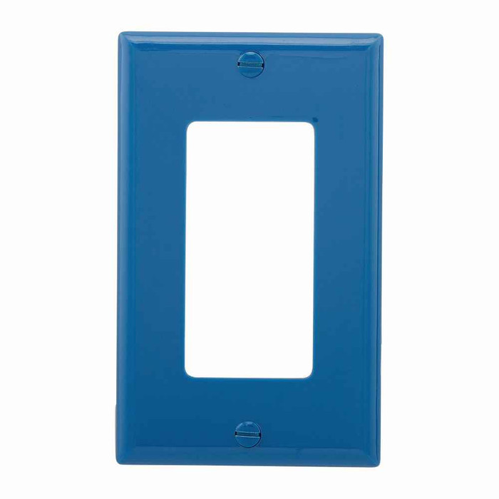 Eaton 5151BL Decorator / GFCI wallplate, Blue, Decorator Cutout, Nylon, Single- gang, Standard