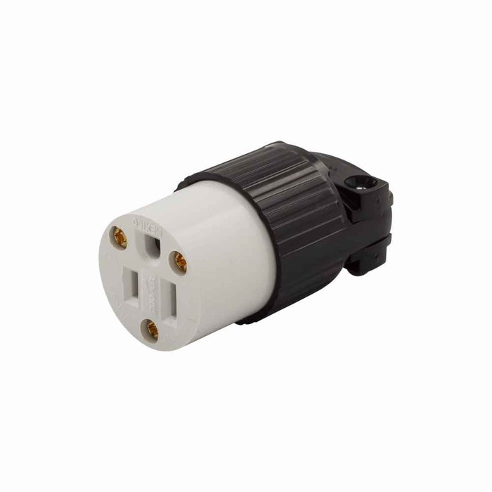 Eaton 5269 Arrow Hart ultra grip straight blade connector, #18-12 AWG, 15A, Industrial, 125V, Back wire, Black and white, Brass, Nylon, 5-15R, Two-pole, three-wire, grounding, Screw, 0.33-0.66", Thermoplastic, Polycarbonate, Core pack