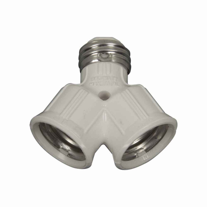 Eaton 700W-BOX lampholder socket adapter, One socket to two sockets, Polarized, 250V, Medium base, White, Thermoplastic, 660W