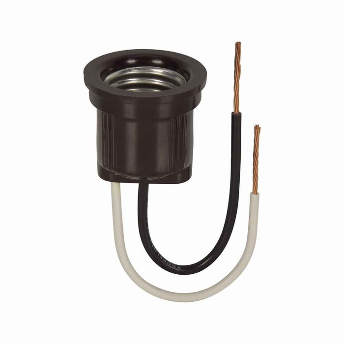 Eaton 722-BOX lampholder, Medium base, Black, Phenolic, 250V, 660W, Wire leads 271106