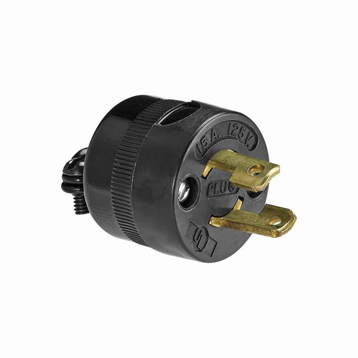 Eaton 7465N safety grip locking plug, #16-12 AWG, 15A, Industrial, 125V, Side wiring, Black, Auto grip, ML1, Two-pole, Two-wire, Phenolic, 0.22 to 0.31 in