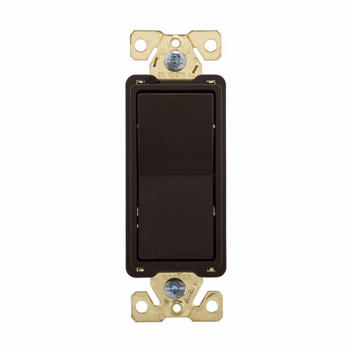 Eaton 7603B-BOX commercial grade decorator switch, Box, #14-10 AWG, 15A, Flush, 120/277V, Back/push, Antimicrobial paddle, Maintained, Brown, Motor Control, Fan, LED, Incand, ELV,MLV,CFL, Florscnt, Halogen, Three-way, Thermoplastic 647093