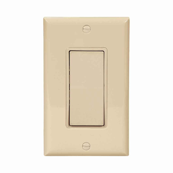 Eaton 7501V-10-L decorator dimmer switch, 15A, 120/277V, Back push wiring, Ivory, 1-pole 749780