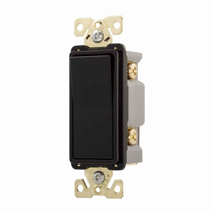 Eaton 7621BK-BOX commercial grade decorator switch, Box, #14-10 AWG, 20A, Flush, 120/277V, Back/push, Antimicrobial paddle, Maintained, Black, Motor Control, Fan, LED, Incand, ELV,MLV,CFL, Florscnt, Halogen, Single-pole, Thermoplastic 647260