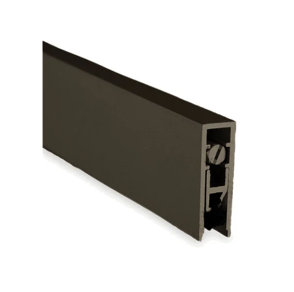 Pemko 4131 Automatic Door Bottom – Dark Bronze Anodized Aluminum, angled view showing housing profile and insert channel