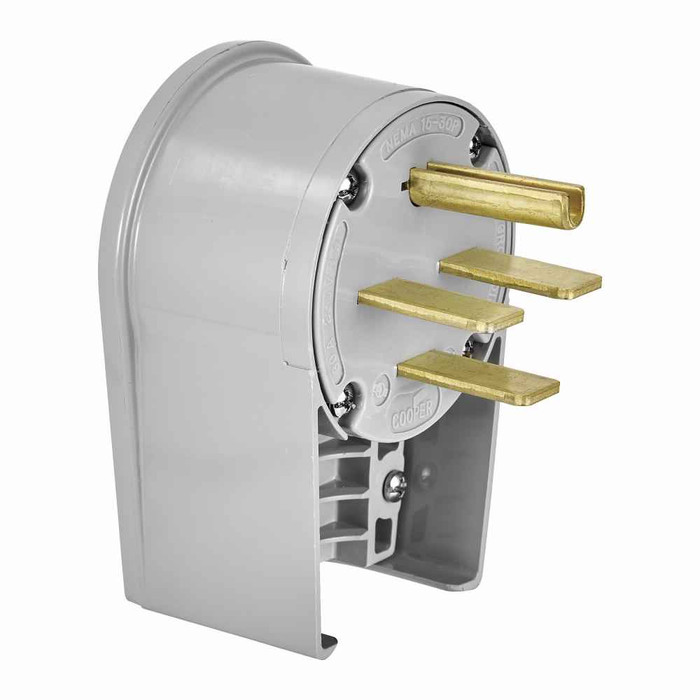 Eaton 8432AN Arrow Hart extra heavy-duty angled plug , #12-4 AWG, 30A, Industrial|range and dryer, 250V, Back wire, Gray, Brass, Nylon, 15-30P, Three-pole, four-wire, grounding, Screw, Nylon, Core pack