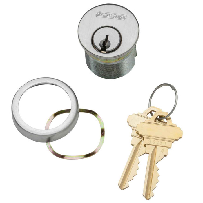 Schlage Schlage Commercial 20-013 1-3/4" 6-Pin Mortise Cylinder, Adams Rite Cam, 2 Keys, 3/8 In. Blocking Ring SCH-20-013-134