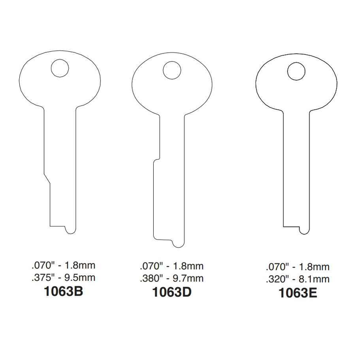 Kaba Ilco 1063 Series Safe Deposit Key Blanks