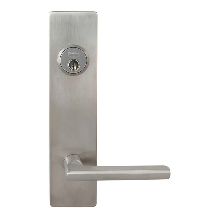 Omnia Omnia D12043 Deadbolt Lever Lockset With Plates, Satin Stainless Steel, 10-9/16" Overall, 2-3/8" W, 2-5/8" Projection, 5-1/2" Center to Center OMN-D12043
