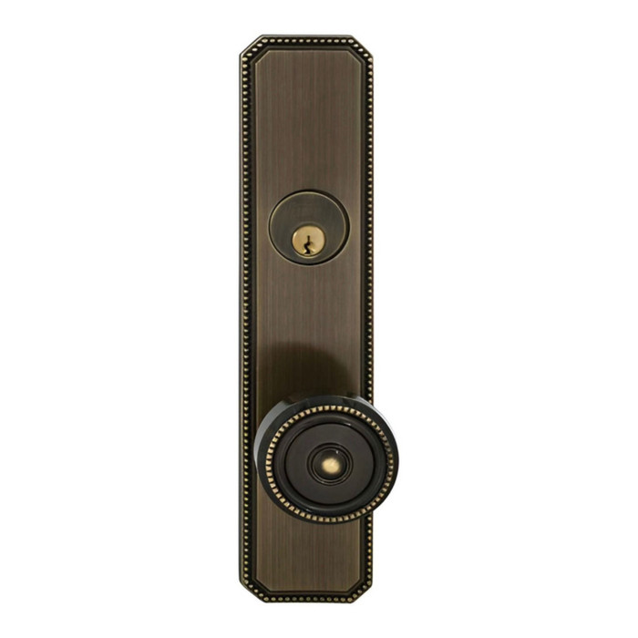 Omnia Omnia 25430 Traditional Mortise Beaded Knob Lockset With Plates, 10-5/8" Overall, 2-3/8" W, 2-3/4" Projection OMN-25430